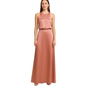 Dessy Collection Sleeveless Blouson Bodice Trumpet Gown in Desert Rose size 4